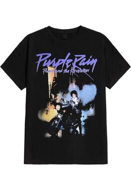 Purple Rain Graphic Tee Women's Est. Medium Black Crew Neck Drop Shoulder